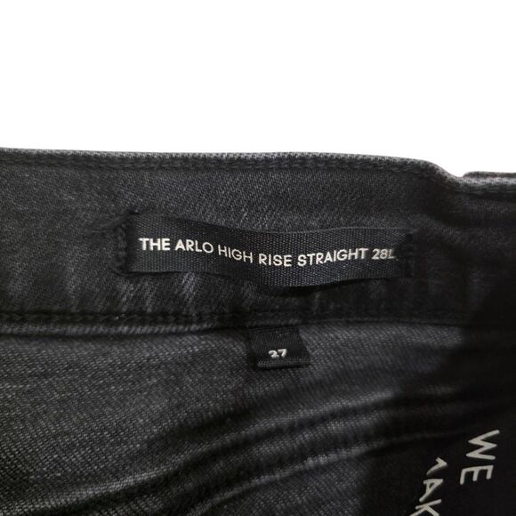 Denim Forum The Arlo High Rise Straight Jeans Womens 27 Black Button Fly Classic - Picture 5 of 6